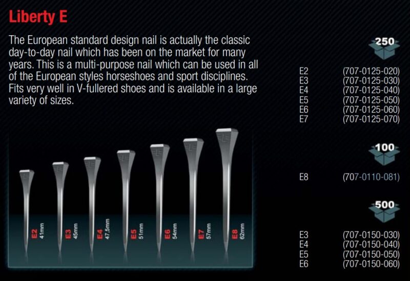 Цвяхи для підков E від Liberty