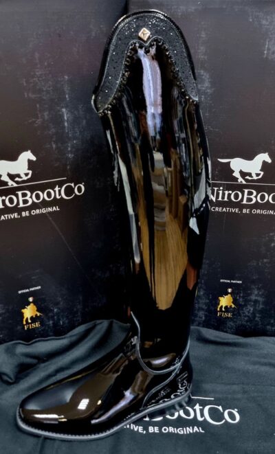 Чоботи виїздкові Bellini Patent Top Rondine Fabrics Sw Crystal Black від DeNiroBootCo